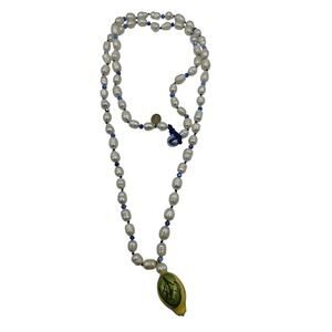 Cashvana pearl necklace freshwater pearls interspersed with small blue Beads 34